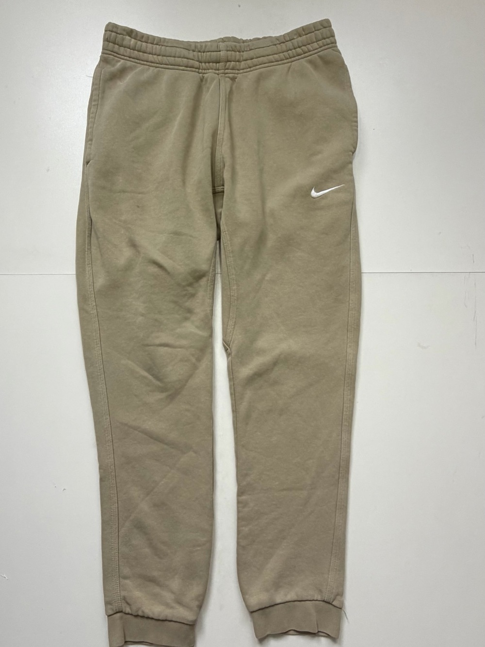 Nike Kids Tan/Beige Jogger Sweatpants with White Swoosh